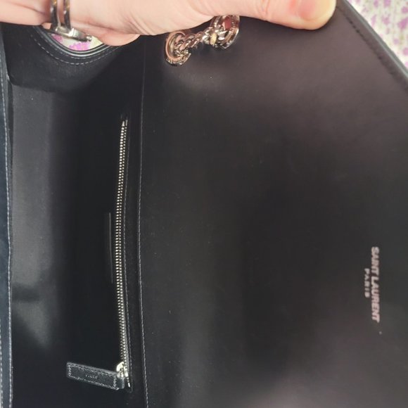 Authentic YSL Large Envelope Flap Silver Chain Handbag - Picture 7 of 8